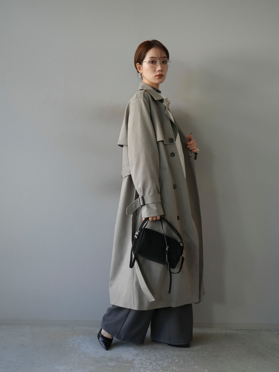 [予約]スエードトレンチコート/グレー