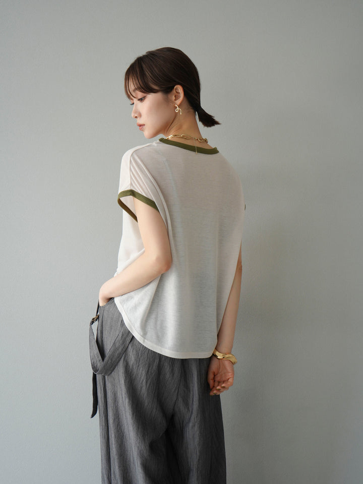 [SET]ストリングデザインハイウエストサロペット+シアーフライス ロゴプリントT (2set)