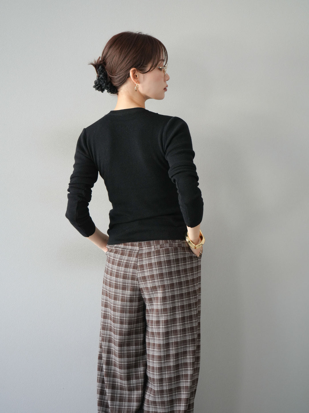 [予約]レイヤードデザインニットカーディガン/ブラック