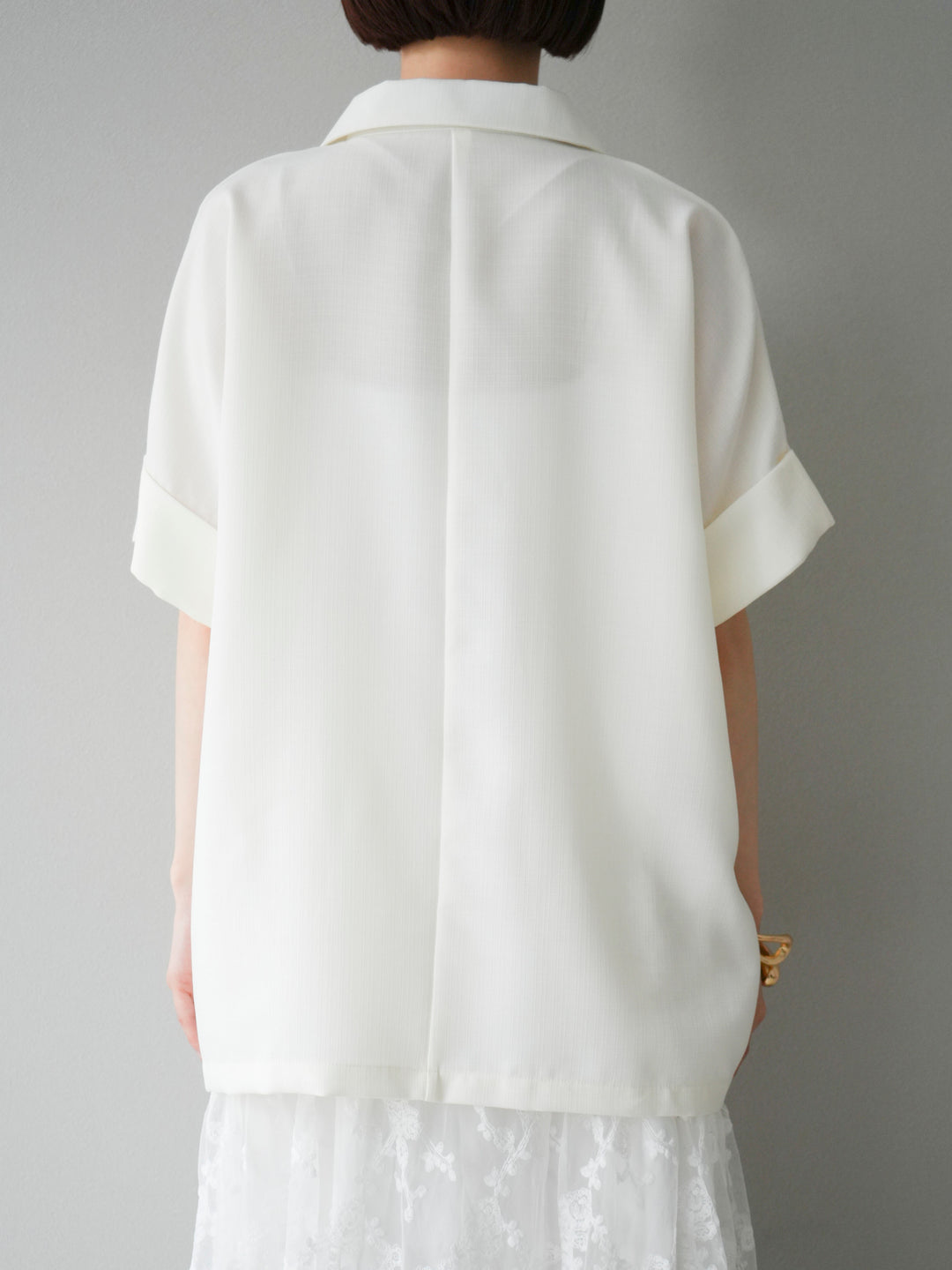 [予約]リネンライクハーフテーラードジャケット/アイボリー