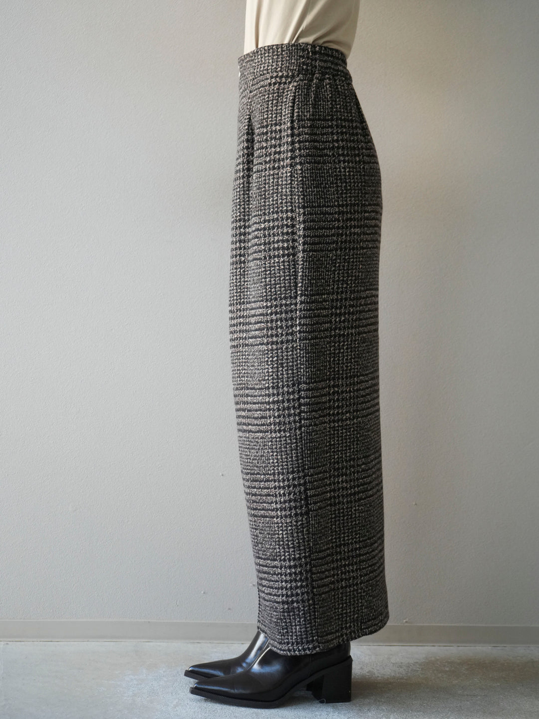 [予約]ツイードジップタイトスカート/brown