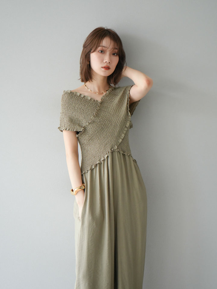 [SET]シャーリングクロスサロペット+シャーリングクロスサロペット(2set)