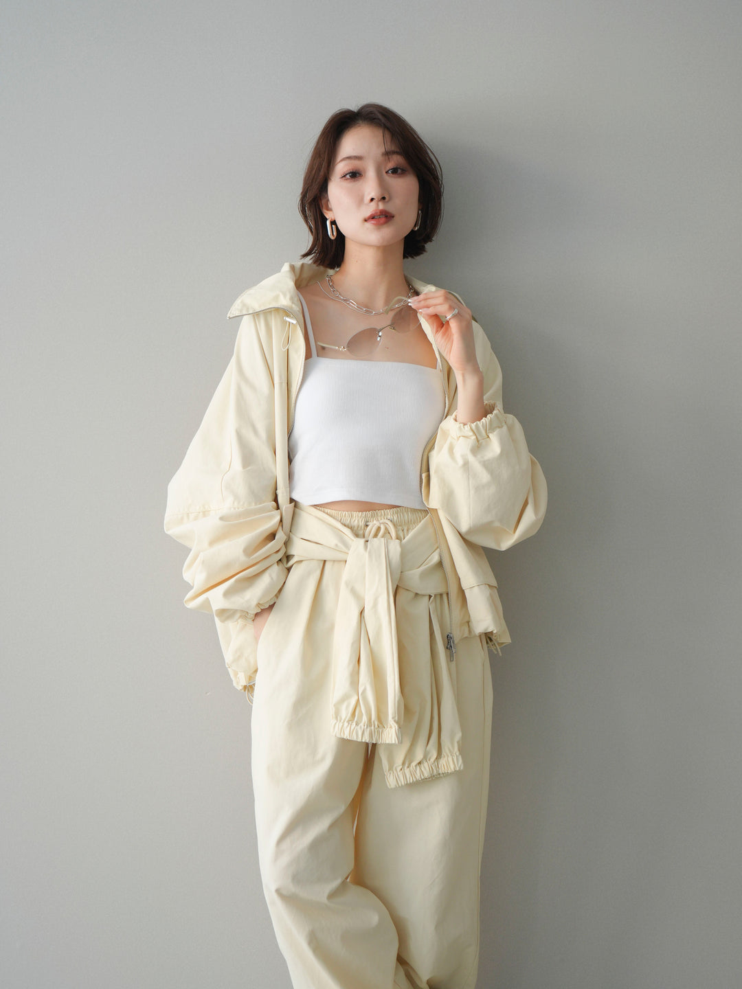 [予約]ビッグポケットコットンナイロンジップブルゾン/ivory