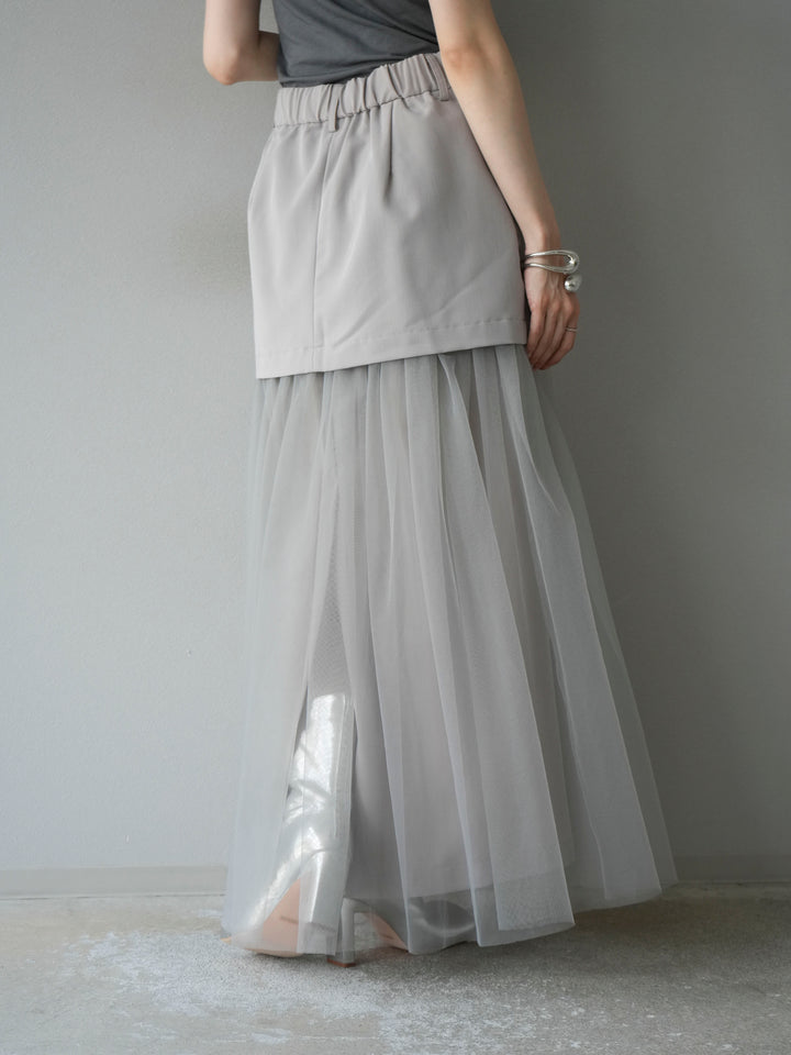 [予約]エステル切替チュールスカート/ベージュ