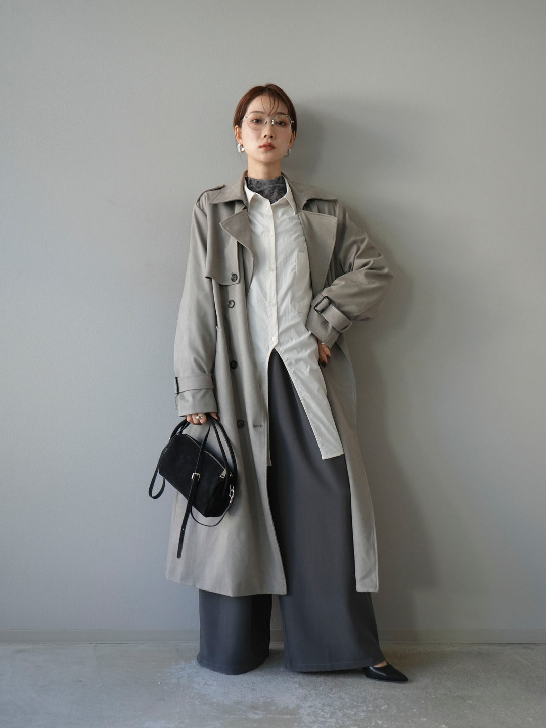 [予約]スエードトレンチコート/グレー