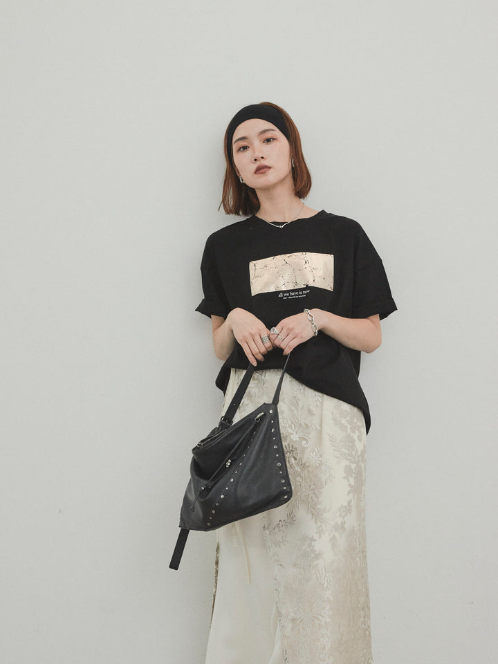 [套裝] 燙金印花乾爽棉質 TEE + 寬鬆窄裙 (2 套)