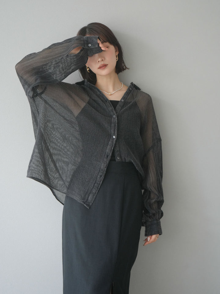 [予約]コットンラメメッシュオーバーシャツ/グレー
