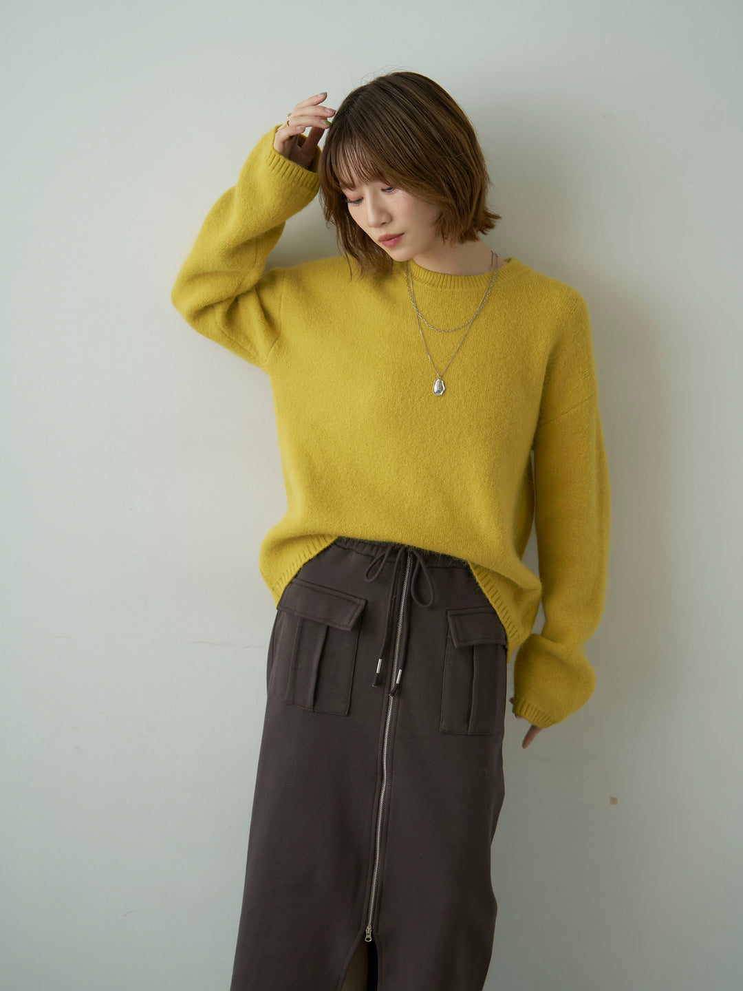 [予約]ソフトシャギークルーネックプルオーバー/yellow