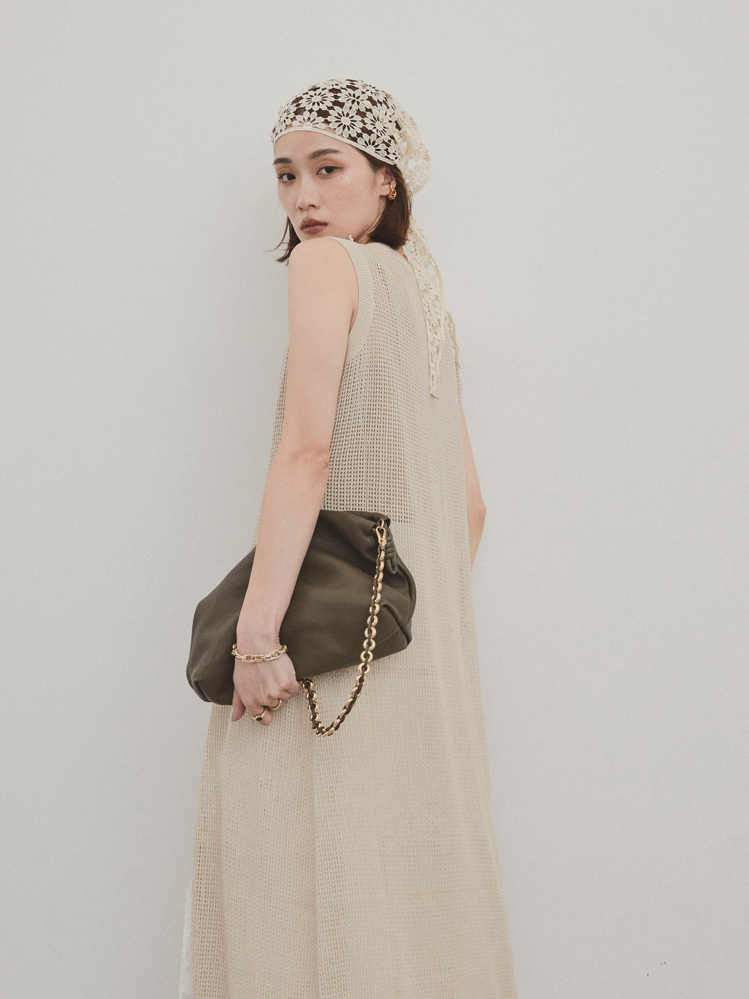 [SET]アソートボタンニットロングジレ+スカラップレースロングスカート(2set)