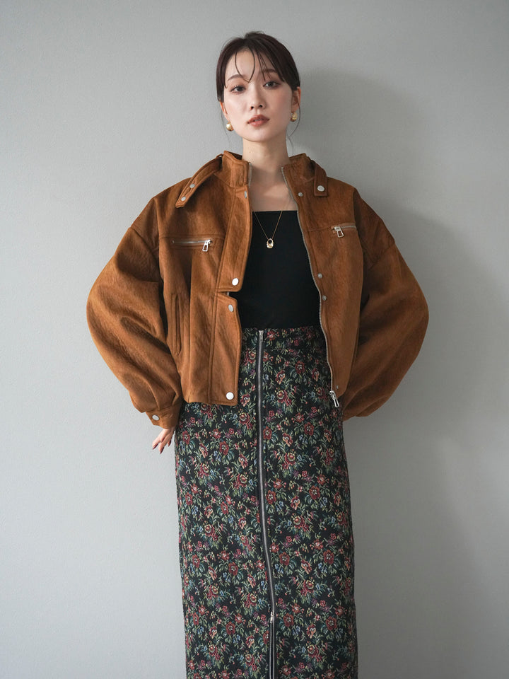 [予約]スエードジップデザインブルゾン/mustard