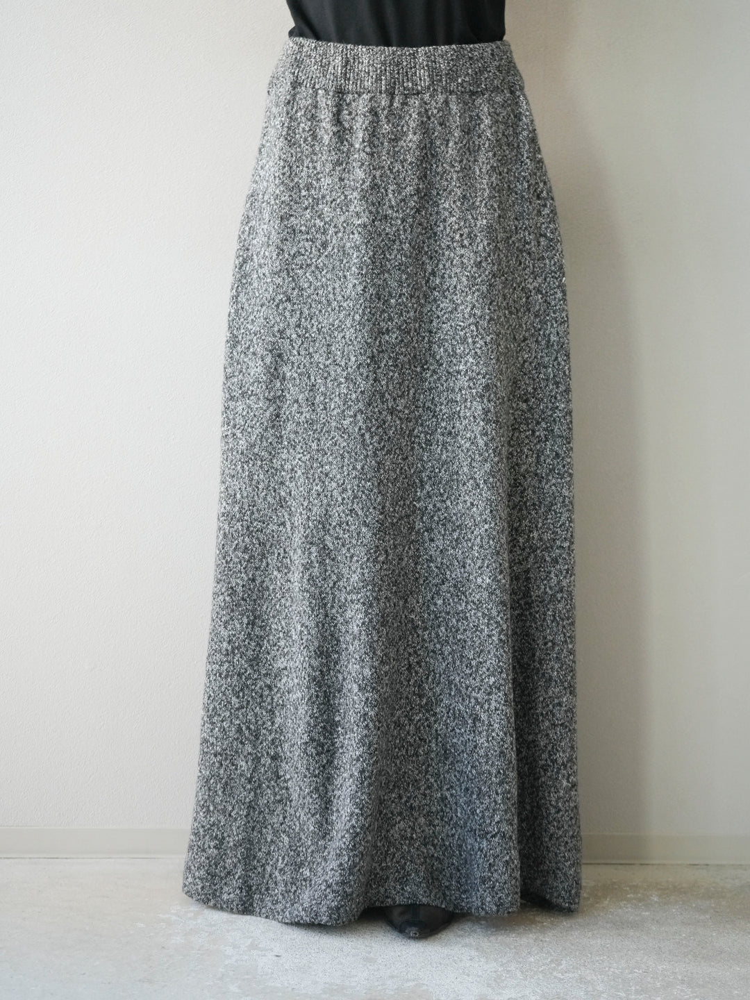 [予約]ミックスヤーンニットスカート/ブラック