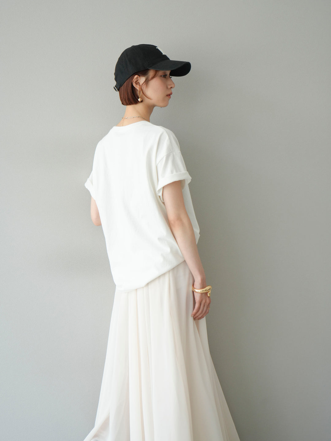 [SET]ネオンロゴコラージュフォトプリントオーバーTシャツ+シフォンフレアスカート(2set)