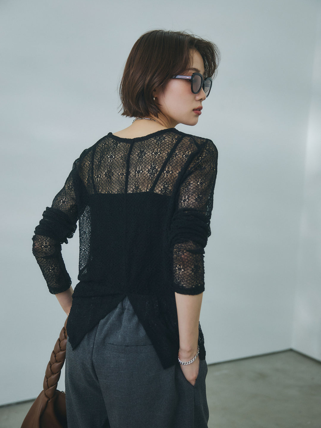 【預購】網紗蕾絲上衣 / 黑色