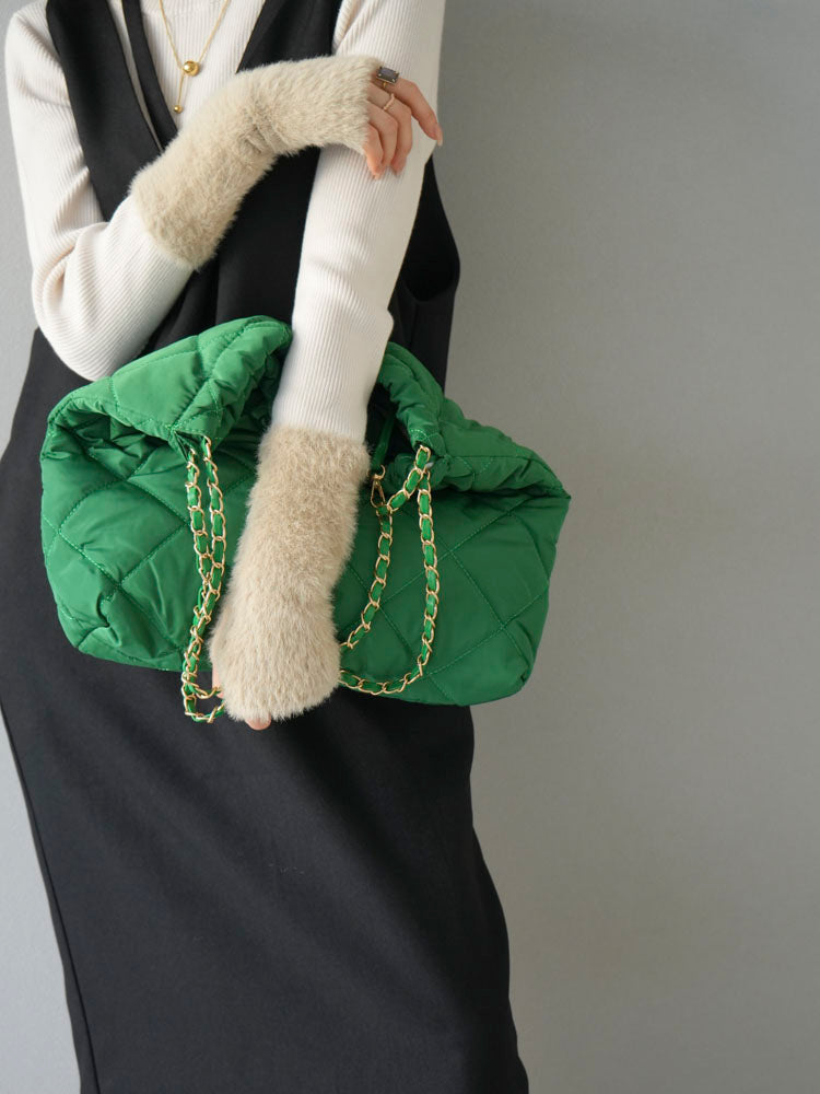 【預訂】尼龍絎縫包/綠色