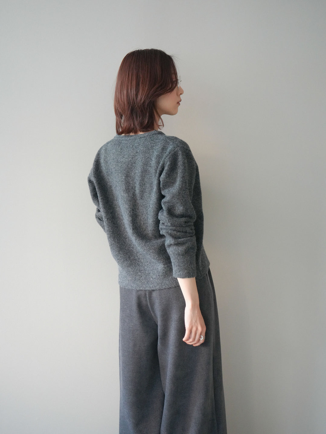 [SET]アンティークボタンニットカーディガン+ベルトデザインループコールテンワイドパンツ(ベルト付き)(2set)