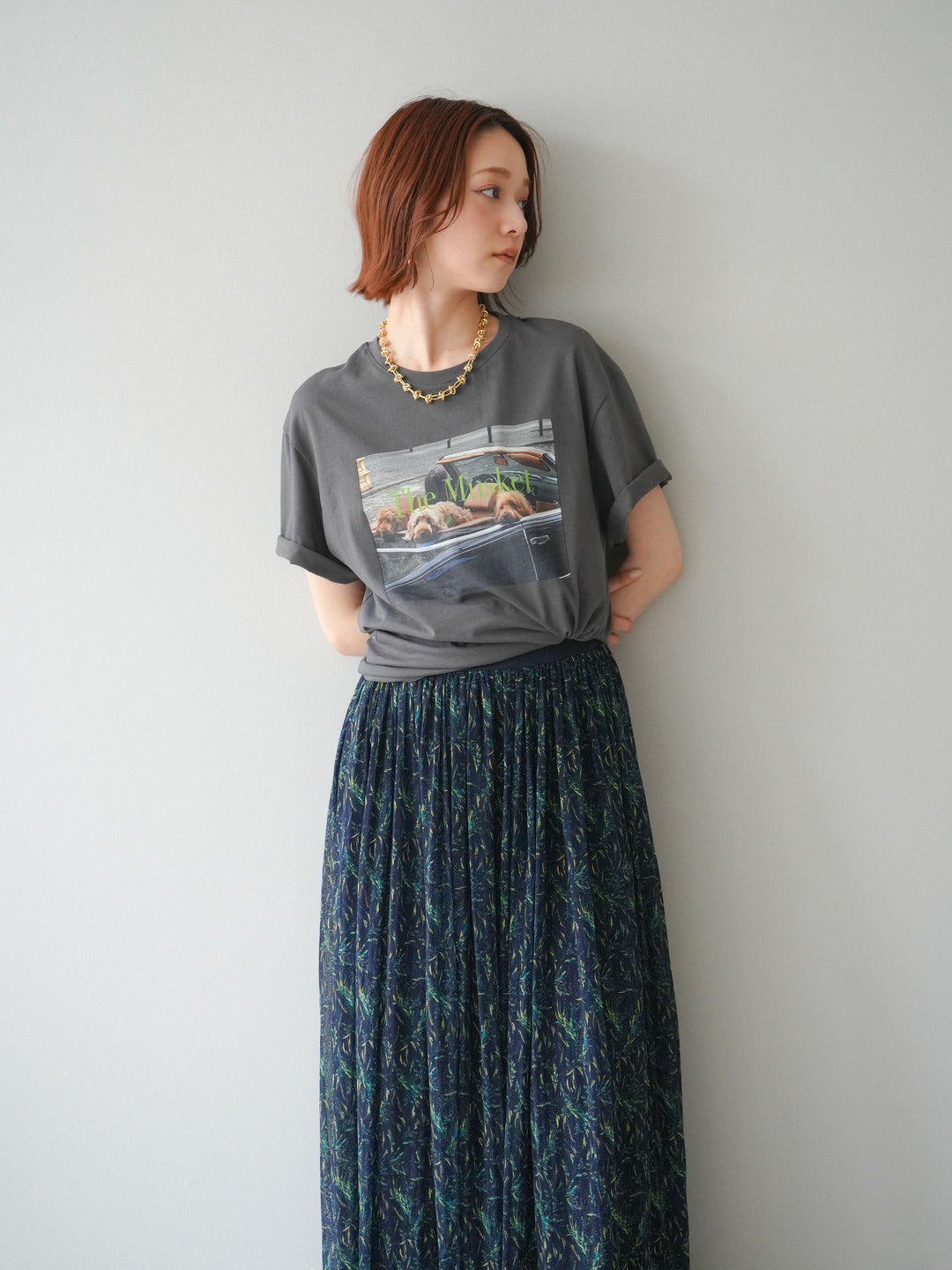 [予約]ドッグフォトTEE/charcoal