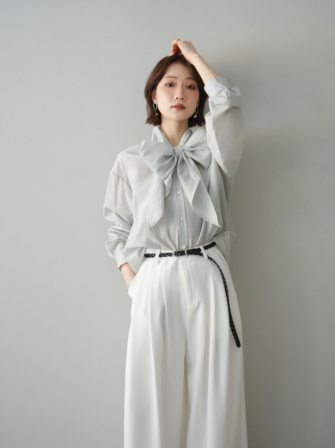 [予約]シアーボウタイブラウス/gray