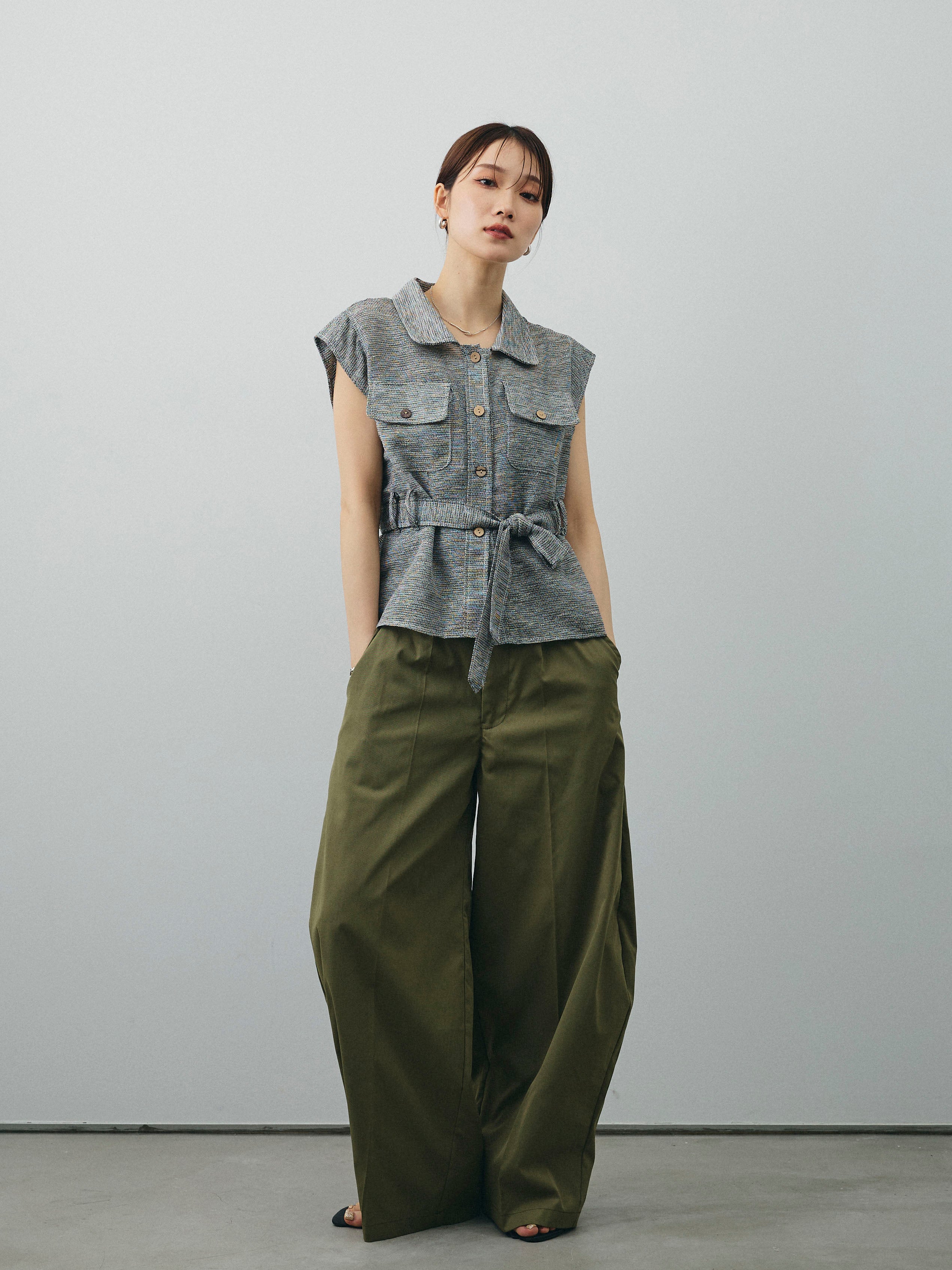 予約]コクーンワイドチノパンツ/カーキ – Lumier