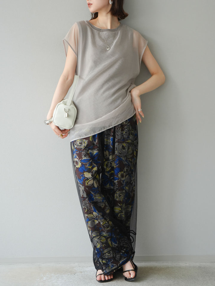 [予約]シアーレイヤードトップス/アイスグレージュ