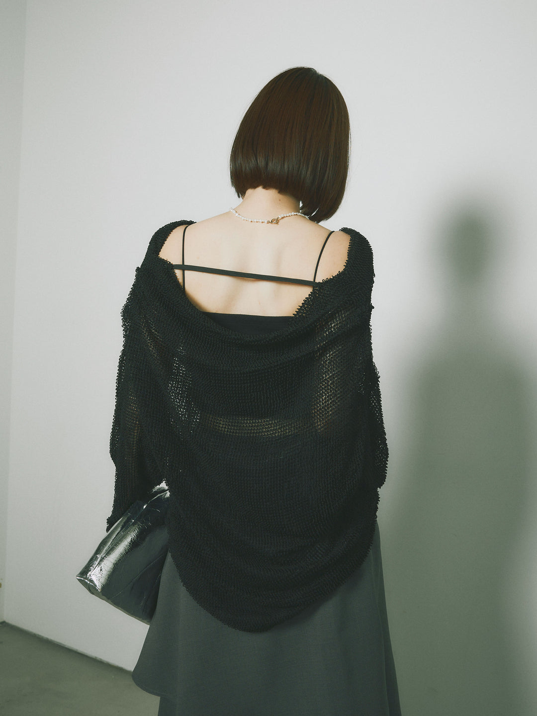 [SET] 後背垂墜網眼套頭衫+亞麻觸感裹身寬褲（2件套）