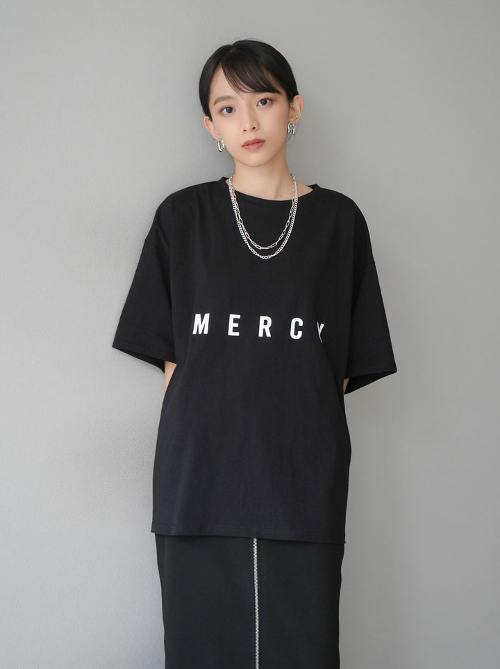 [予約]'MERCY'プリントビッグTシャツ/ブラック