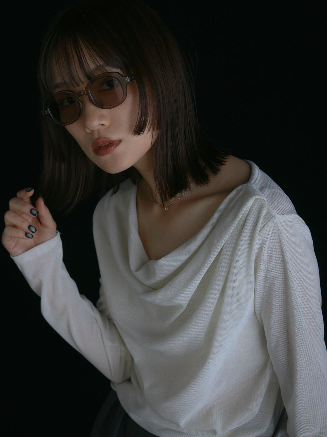 【Allure】[SET]シアーベロアタックデザイントップス+ラップデザインタックワイドパンツ(2set)