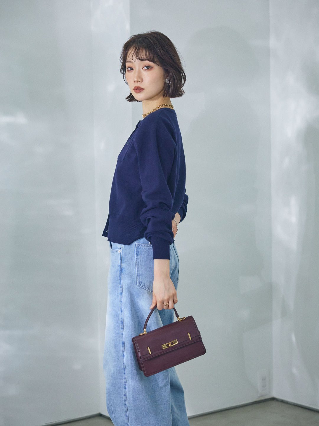 【Allure】[SET]ミニポケットニットカーディガン+ミニポケットニットカーディガン(2set)