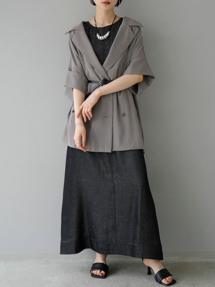 [Pre-order] Tencel Denim A-line Dress/Black