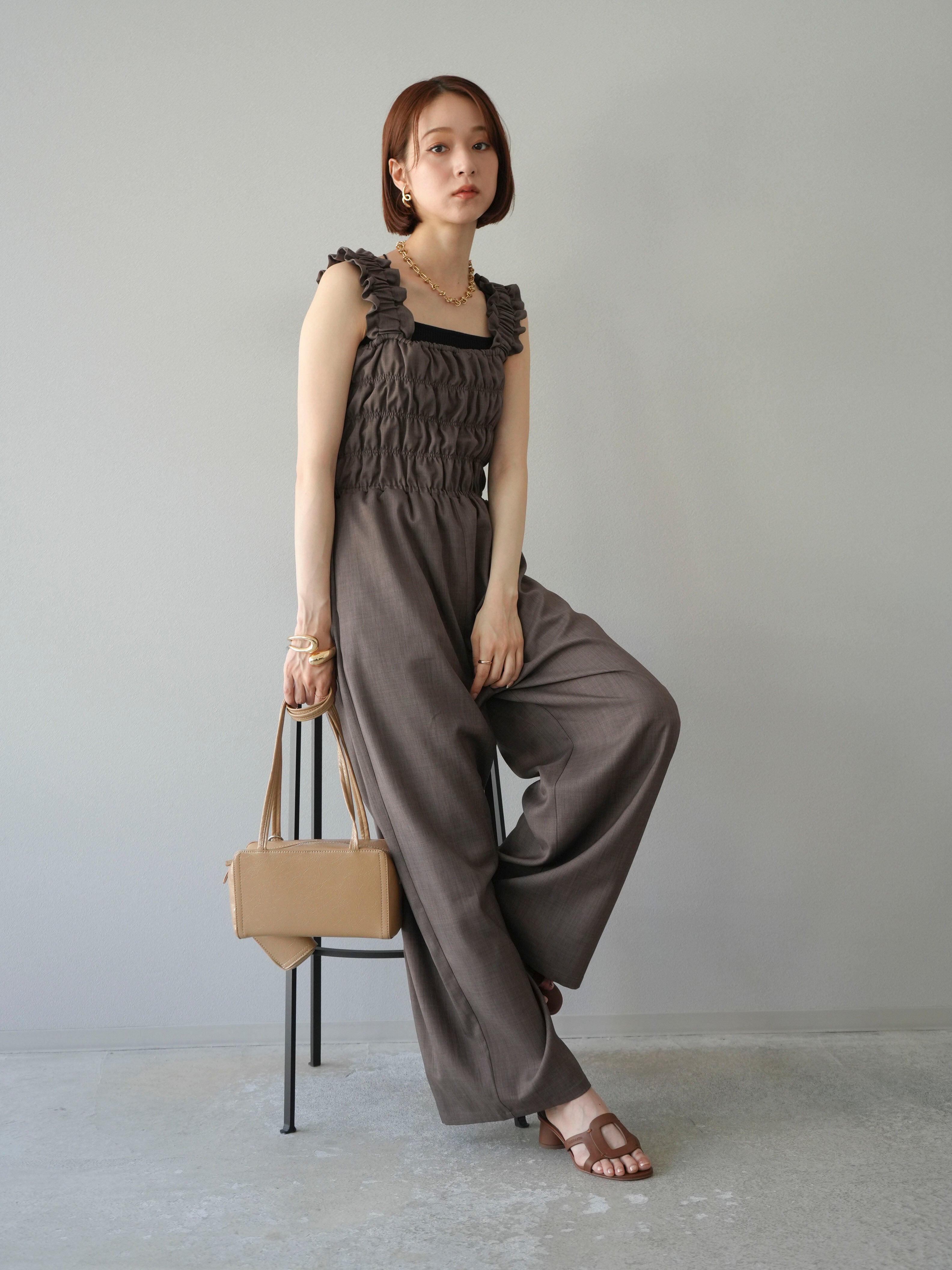 予約]ヘザーエステルシャーリングサロペット/ブラウン – Lumier