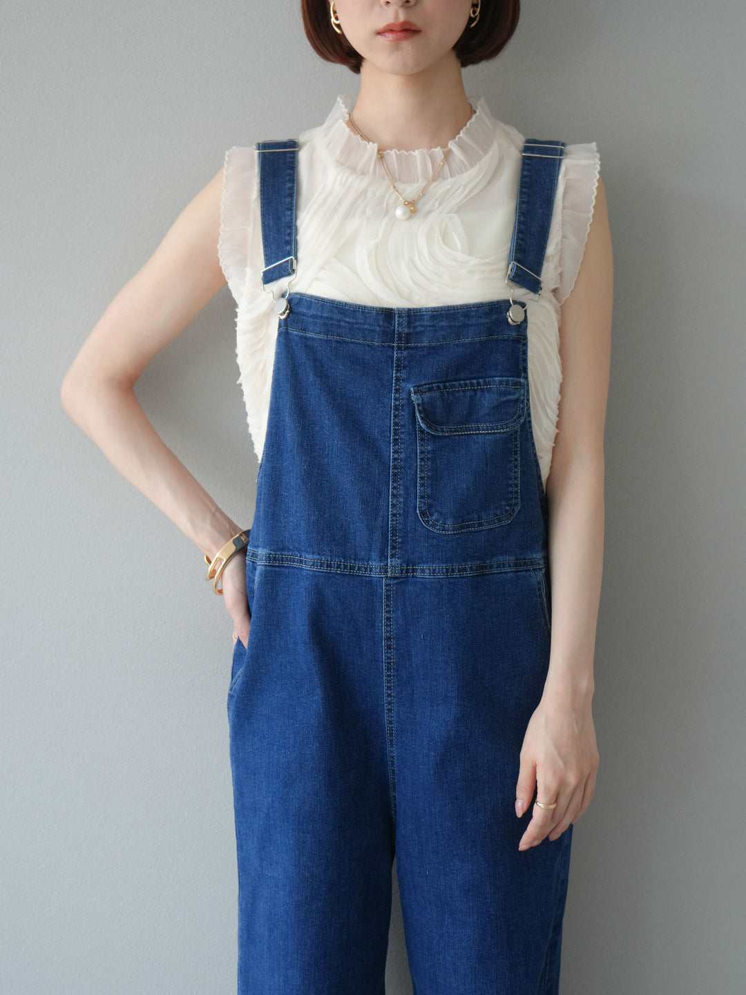 [予約]チュールジャガードノースリブラウス/アイボリー