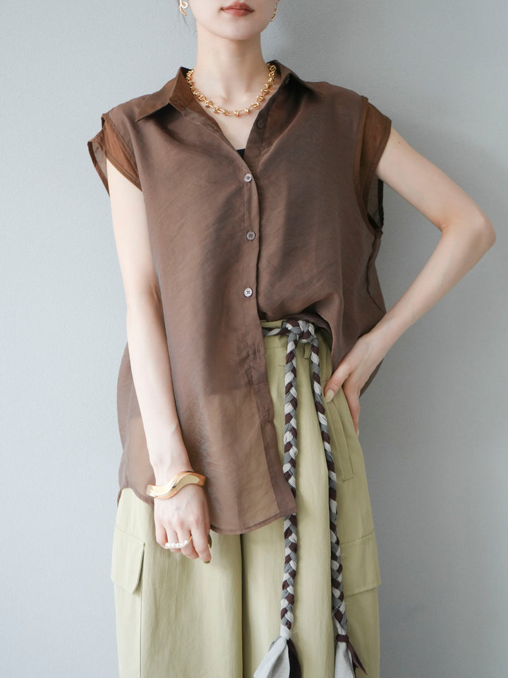 [SET] 硬紗層疊透視襯衫 + 硬紗層疊透視襯衫 (2set)