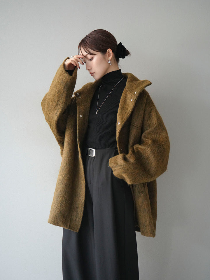 [予約]スタンドカラーシャギーコート/mustard