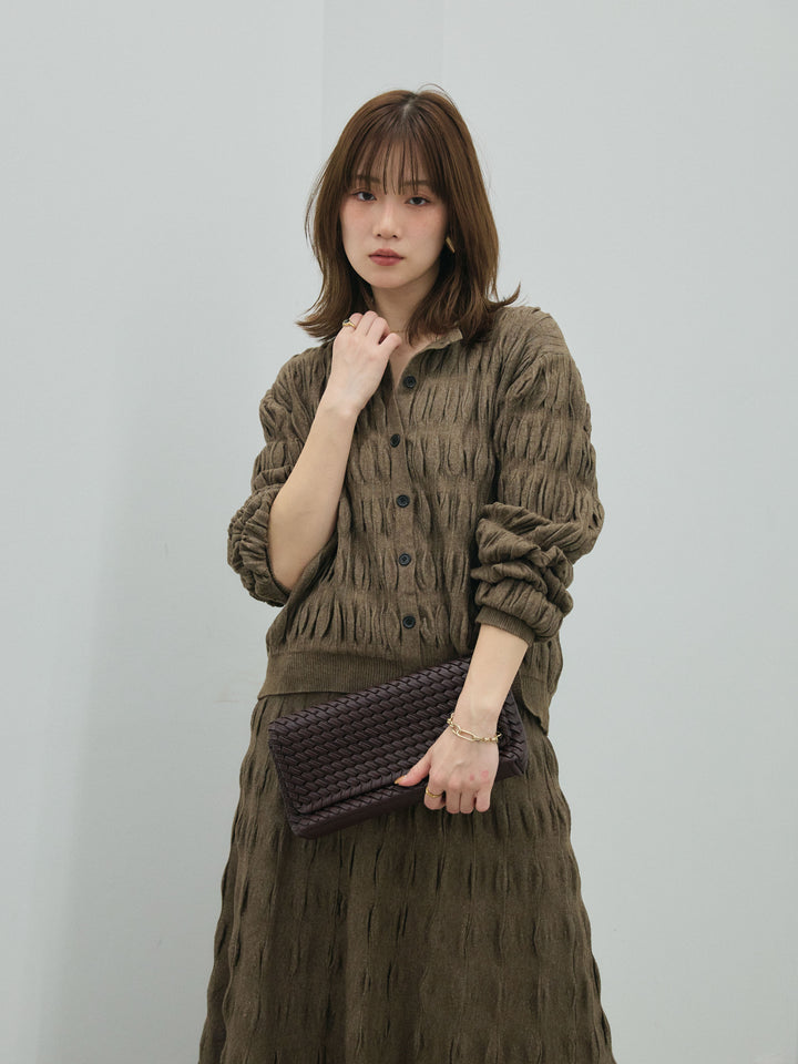 【Allure】[SET]シャーリングニットカーディガン&ニットスカートSET UP