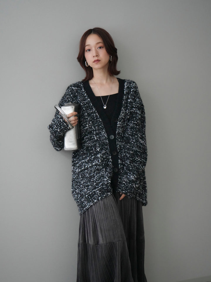 [予約]モールネップニットカーディガン/black
