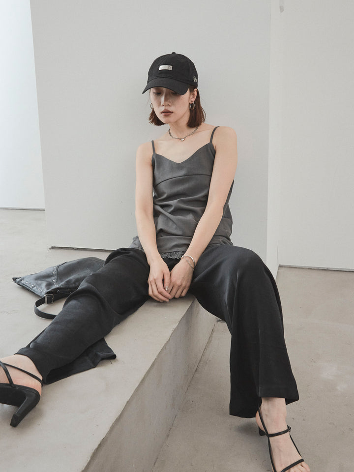 [予約]裾レース切替キャミミニワンピース/グレー