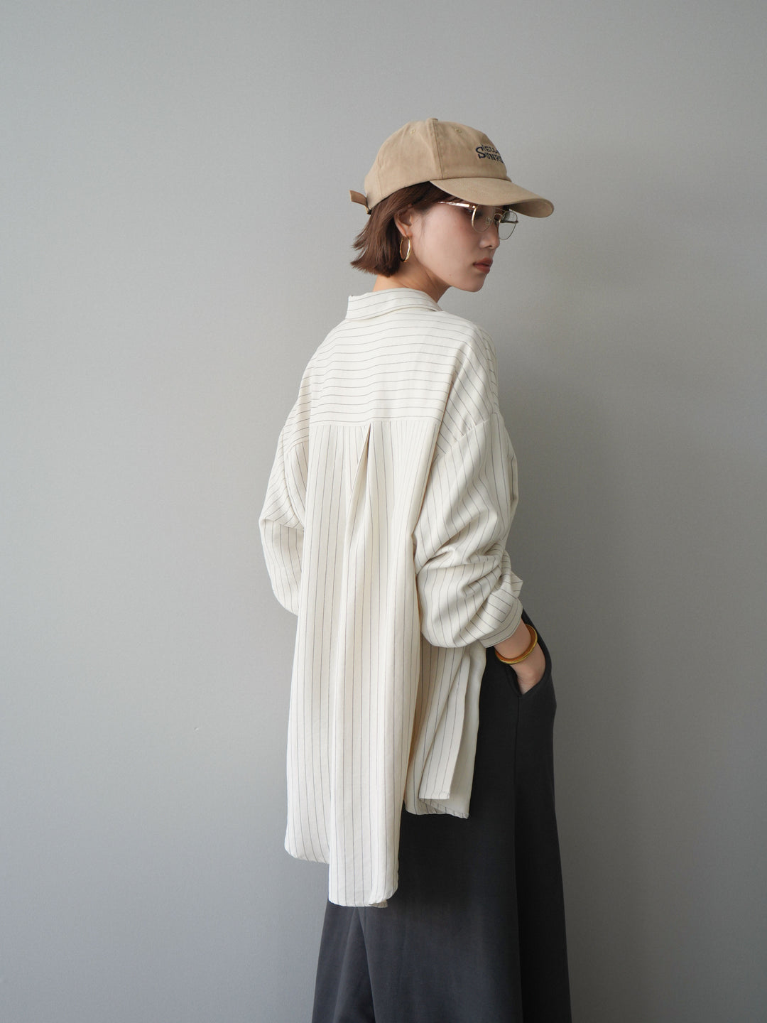 [SET]2WAYカシュクールストライプブラウス+スウェットフレアロングスカート(2set)