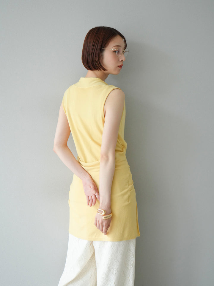 [SET]腰巻きデザインノースリーブニットカーディガン+選べるアクセセット(2set)