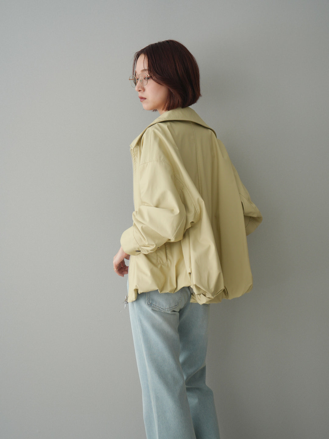 [予約]ウォッシャブルフェイクレザーバルーンジャケット/yellow