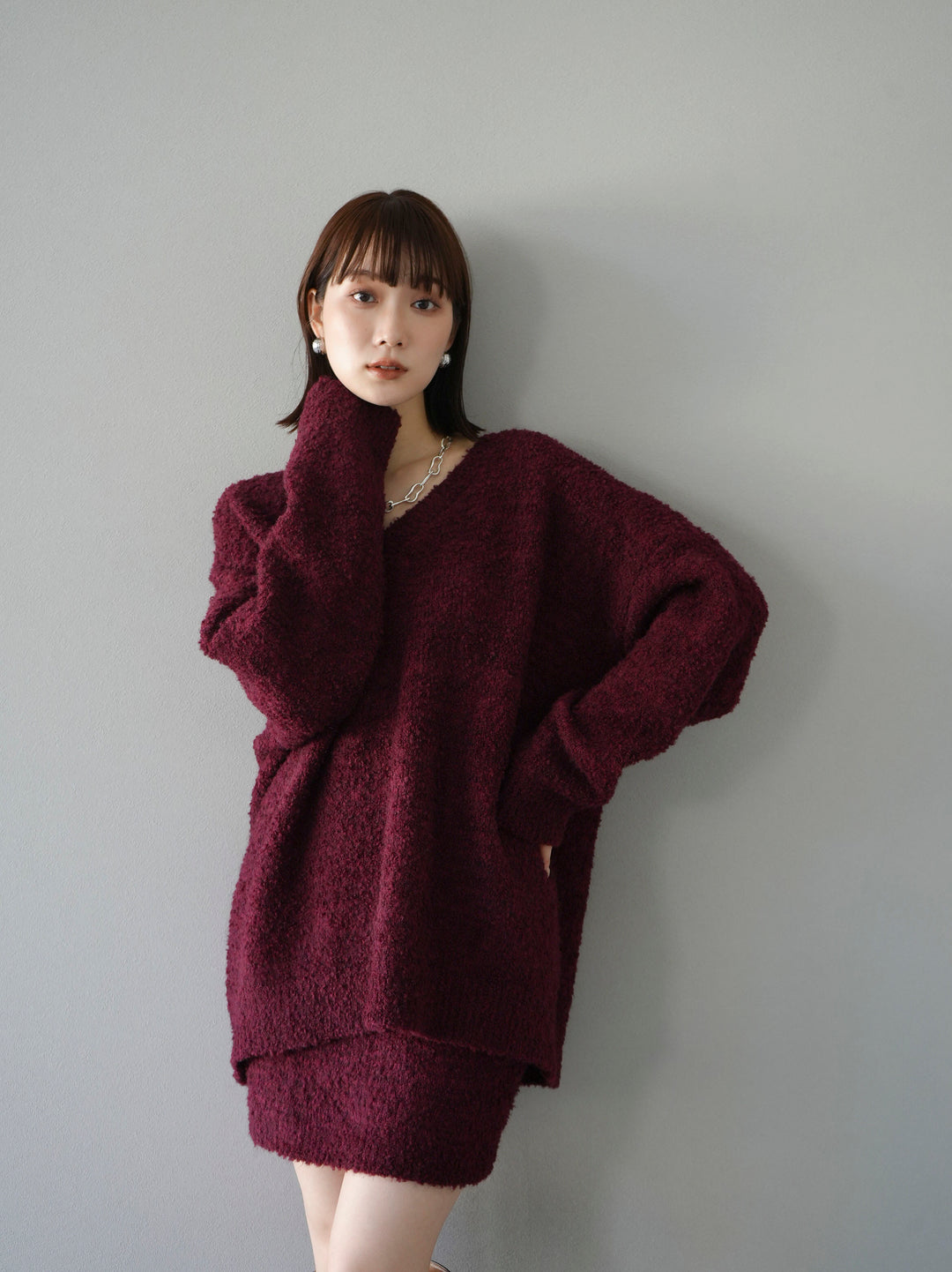 [SET] 橢圓針織衫 & 迷你裙 SET UP