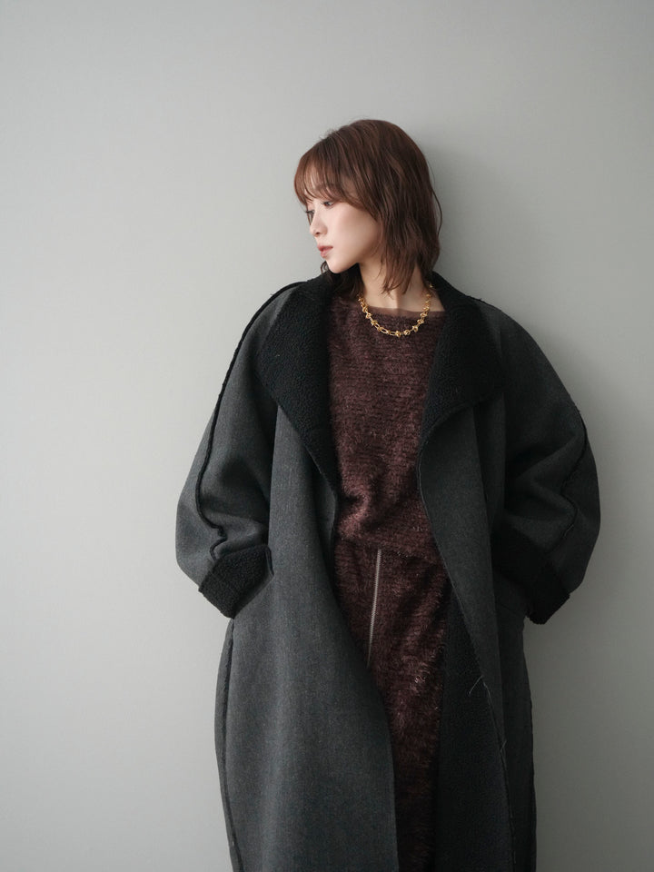 [予約]アウトシーム裏ボアコート/black