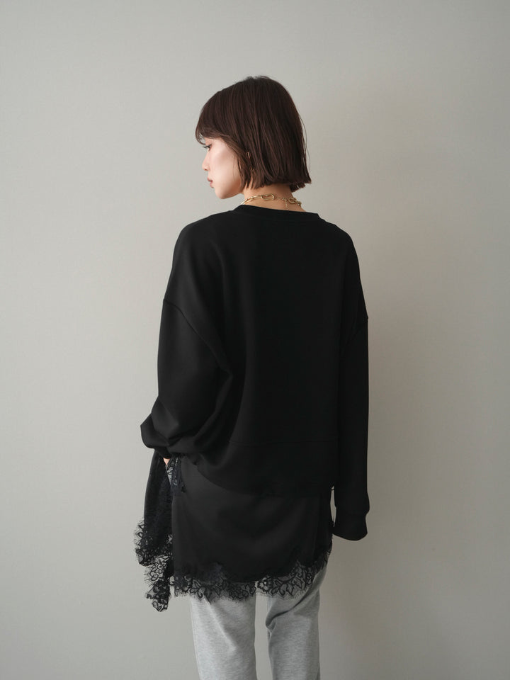 [予約]ライトポンチ刺繍ロゴプルオーバー/black