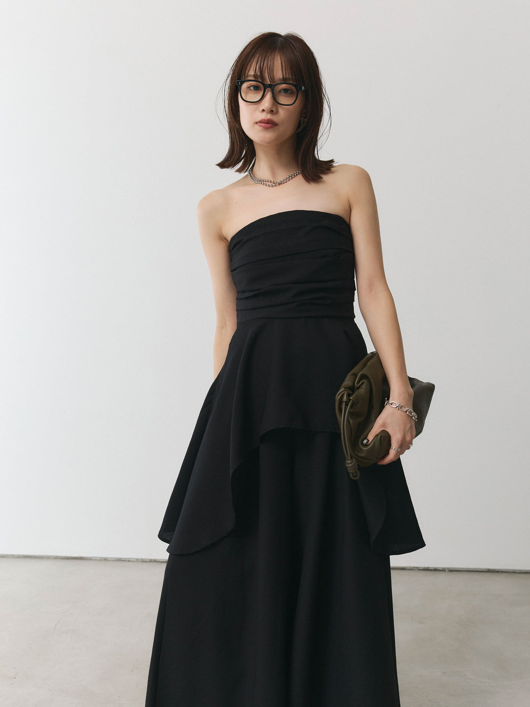 【Allure】[SET]ぺプラムベアトップス＆ワイドパンツSET UP+ぺプラムベアトップス＆ワイドパンツSET UP(2set)