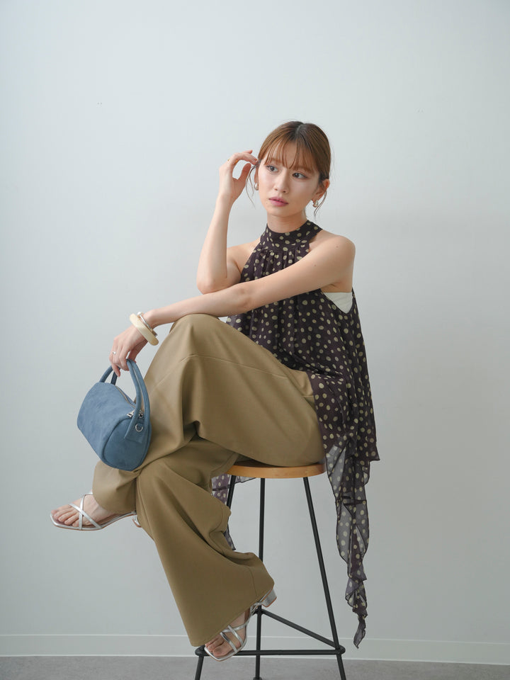 [SET]ドットシフォンノースリブラウス+選べるアクセセット(2set)