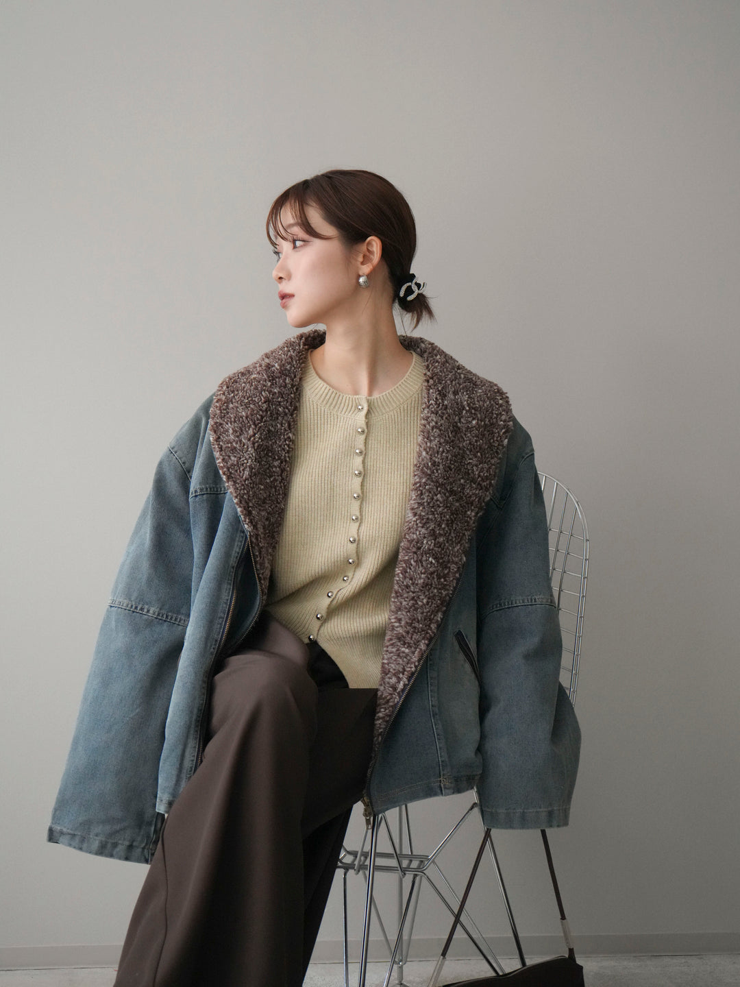 [予約]ミックスボアデニムジャケット/blue