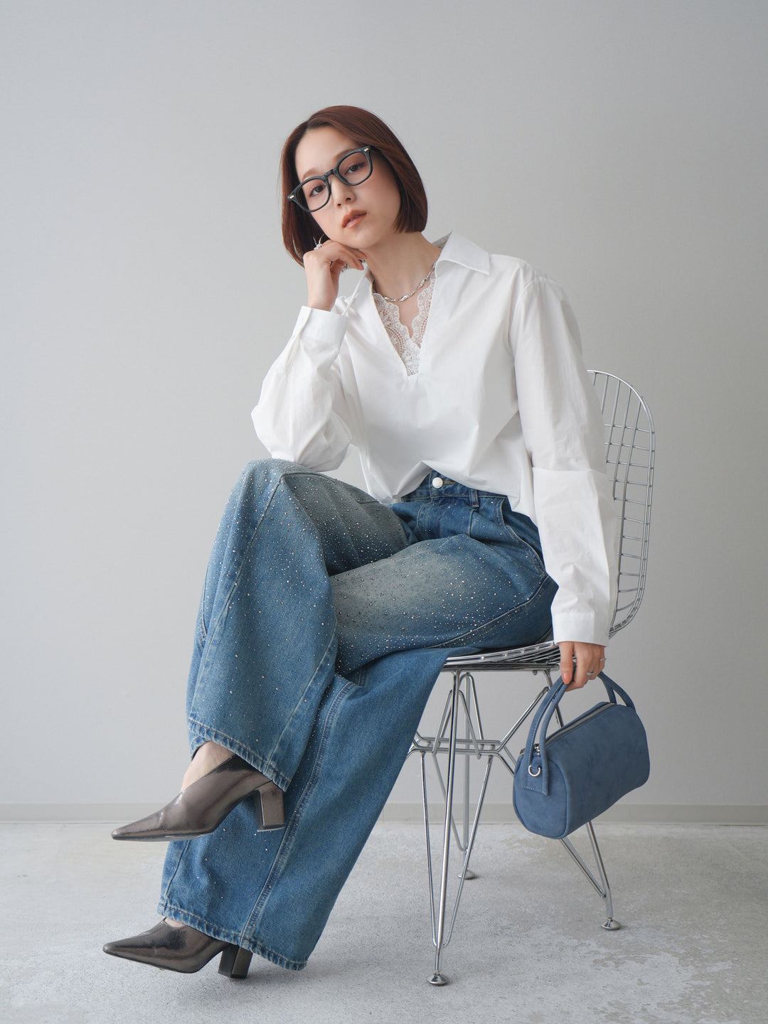 [SET]レースネックスキッパーブラウス+選べるアクセセット(2set)