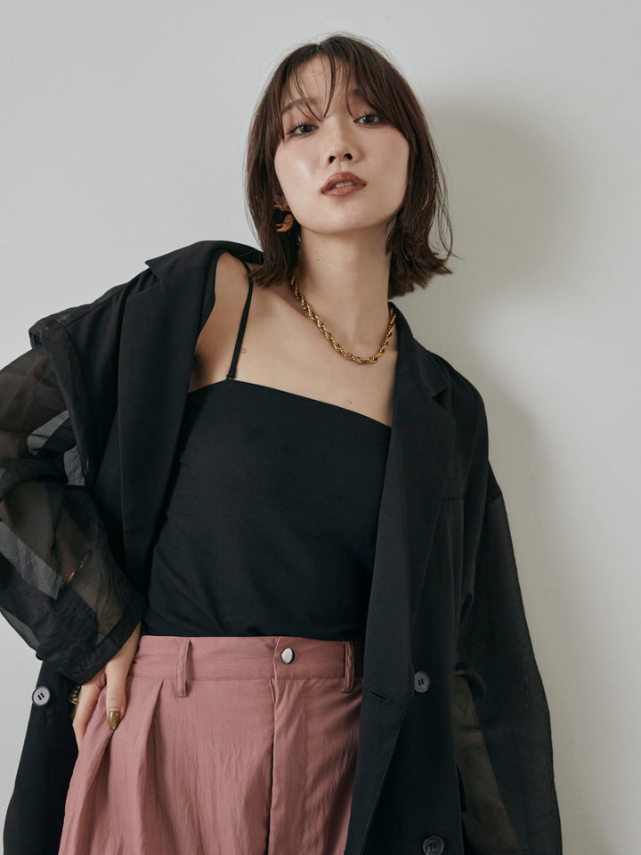 【預購】透視剪裁西裝外套/黑色