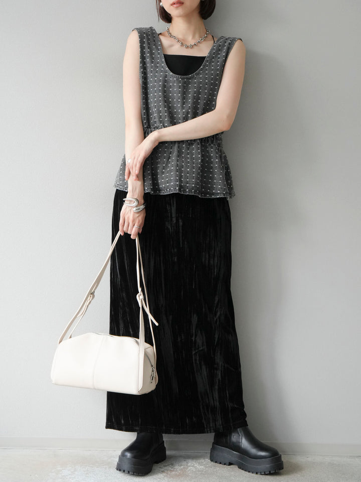 [予約]ジャガードデニム２WAYビスチェ/ブラック