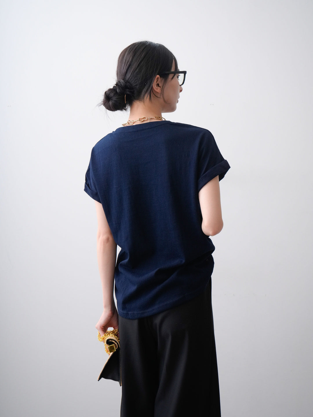 [SET]ドッグエンブロイダリーTEE+アシンメトリーベルトタックワイドパンツ(2set)