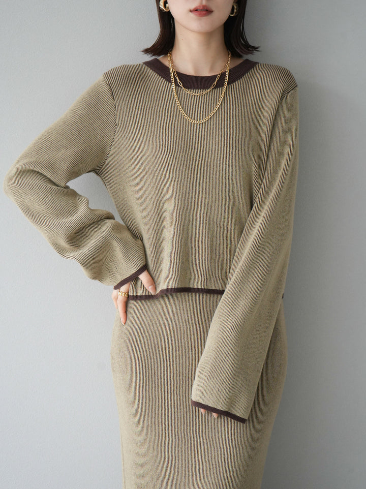 [套裝] 雙面配色羅紋針織套頭衫 + 可選飾品套裝（2 套）