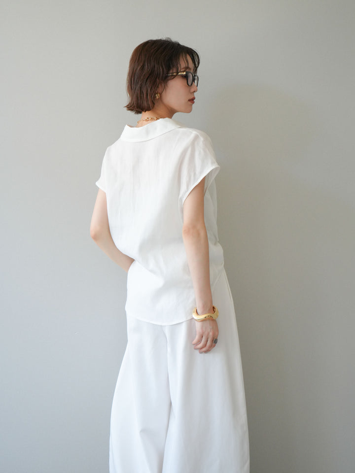 [予約]フレンチツイストドレープシャツ/white
